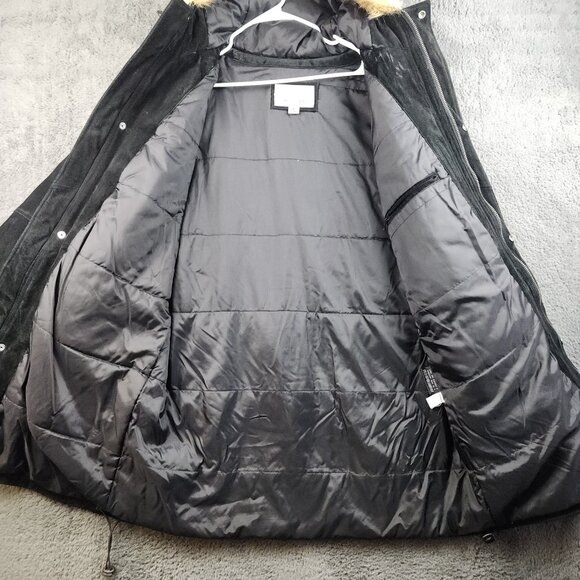 Wilsons Leather M. Julian Suede Leather Coat Faux Fur Hood Trim Mens Large Parka - Picture 9 of 12